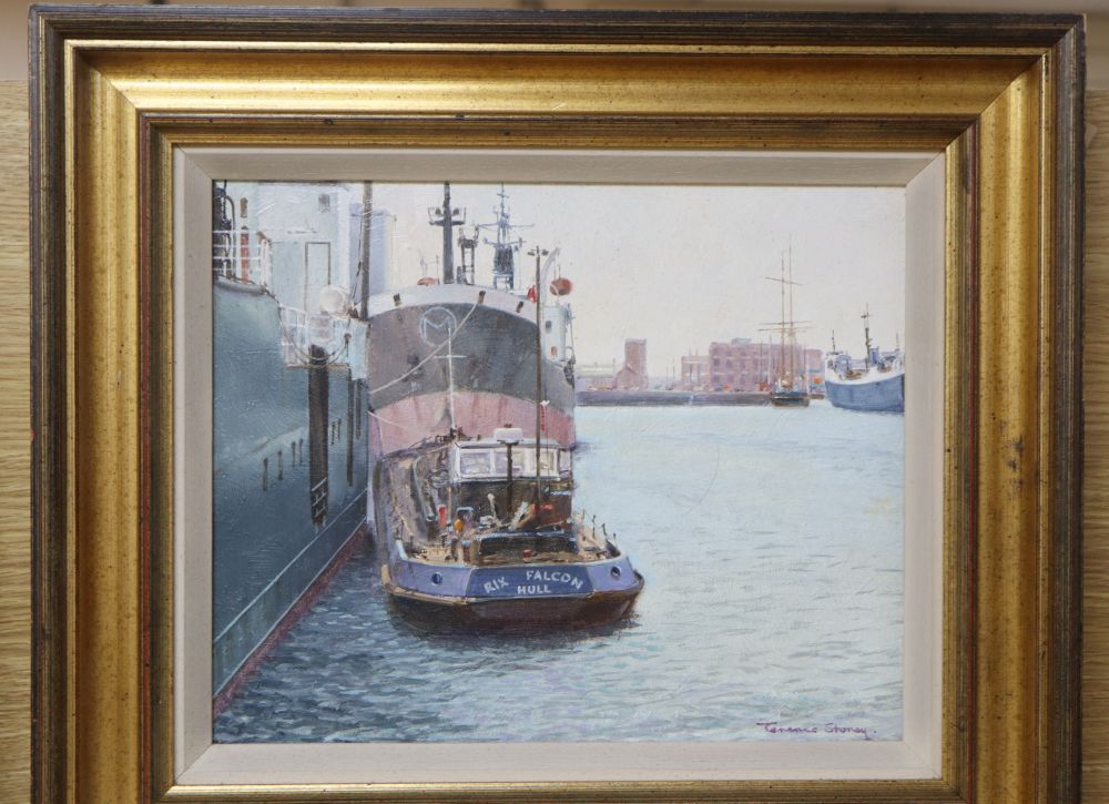 Terence Storey (b.1923-), oil on board, Tug boat in Falmouth harbour, signed, 23 x 29cm